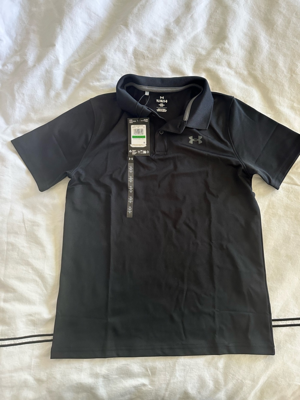 NWT - Boys Under Armour Black Athletic Polo Shirt - size M
